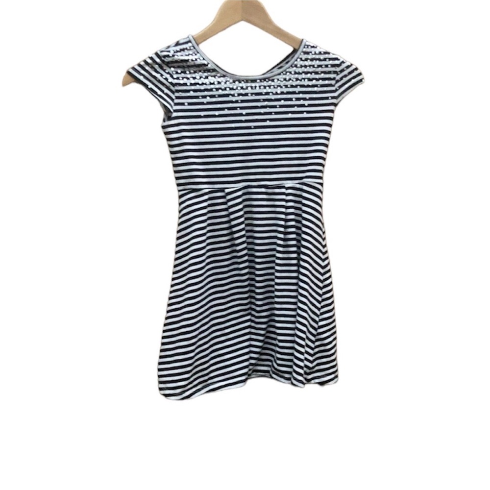 Circo Striped Dress Little Girls Casual Summer Sz.M(7/8) Sequins